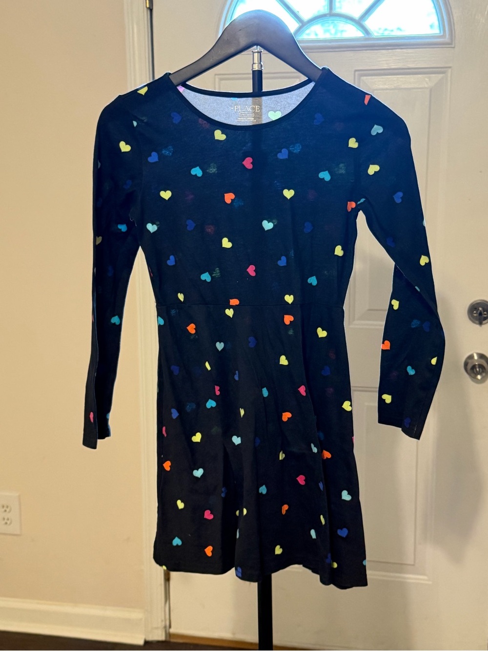 Place Black Dress with Multicolor Heart Accents